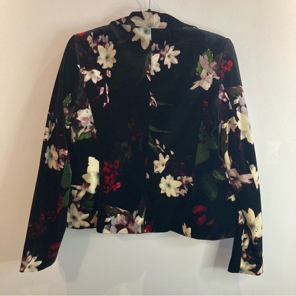 CALVIN KLEIN Sz 8 Casual or  Career Velvet Lined Single Button Floral Blazer - Picture 9 of 13